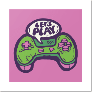 Let's Play - Console Gamepad illustration Posters and Art